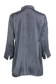 Current Boutique-Eileen Fisher - Grey Silk Button Down Blouse Sz S