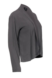 Current Boutique-Eileen Fisher - Grey Silk Open Front Cardigan Sz XS