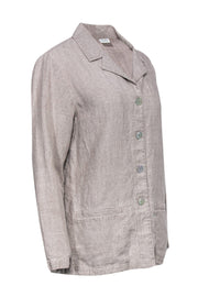 Current Boutique-Eileen Fisher - Greyish Tan Collared Button-Up Top Sz M