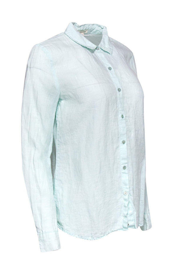 Current Boutique-Eileen Fisher - Light Blue Linen Button Down Blouse Sz XS