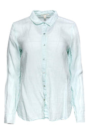 Current Boutique-Eileen Fisher - Light Blue Linen Button Down Blouse Sz XS