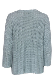 Current Boutique-Eileen Fisher - Mint Green Chunky Knit Cotton Sweater Sz M