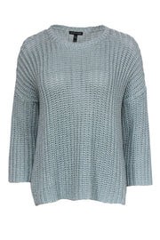 Current Boutique-Eileen Fisher - Mint Green Chunky Knit Cotton Sweater Sz M