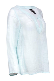 Current Boutique-Eileen Fisher - Mint Green Semi-Sheer Linen Top Sz S