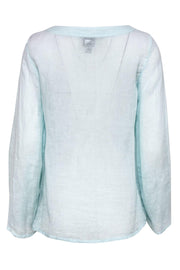 Current Boutique-Eileen Fisher - Mint Green Semi-Sheer Linen Top Sz S