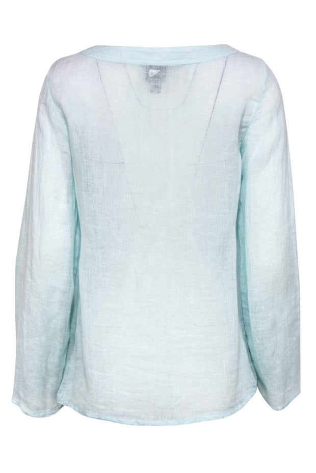 Current Boutique-Eileen Fisher - Mint Green Semi-Sheer Linen Top Sz S