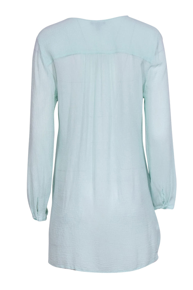 Current Boutique-Eileen Fisher - Mint Long Sleeve Silk Tunic w/ V-Neckline Sz M