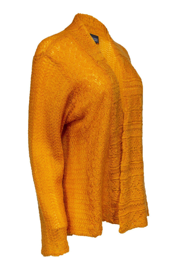 Current Boutique-Eileen Fisher - Mustard Mohair Blend Knit Cardigan Sz M