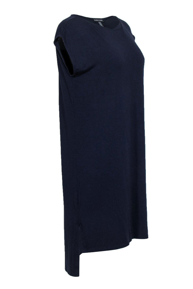 Current Boutique-Eileen Fisher - Navy High-Low Hem Shift Dress Sz M