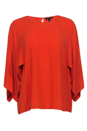 Current Boutique-Eileen Fisher - Orange Cape Sleeve Silk Blouse Sz M