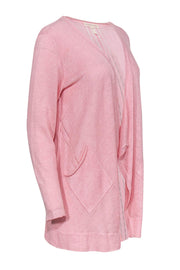 Current Boutique-Eileen Fisher - Pink Knit Linen Open Front Cardigan Sz S