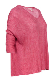 Current Boutique-Eileen Fisher - Pink Linen Quarter Sleeve Knit Sweater Sz XS