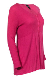 Current Boutique-Eileen Fisher - Pink Ribbed Button-Up Cardigan Sz M