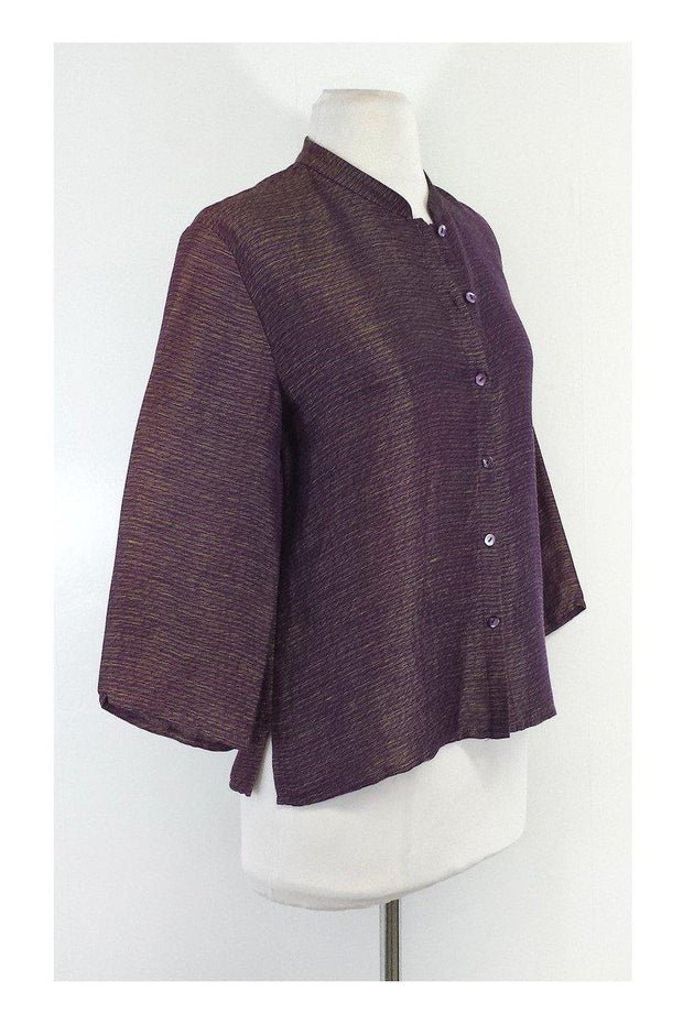 Current Boutique-Eileen Fisher - Purple & Yellow Button-Up Top Sz S