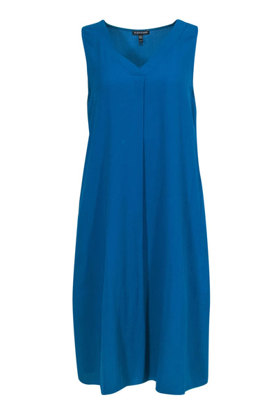 Current Boutique-Eileen Fisher - Teal Silk Slip Dress w/ V-Neck & Pockets Sz XS