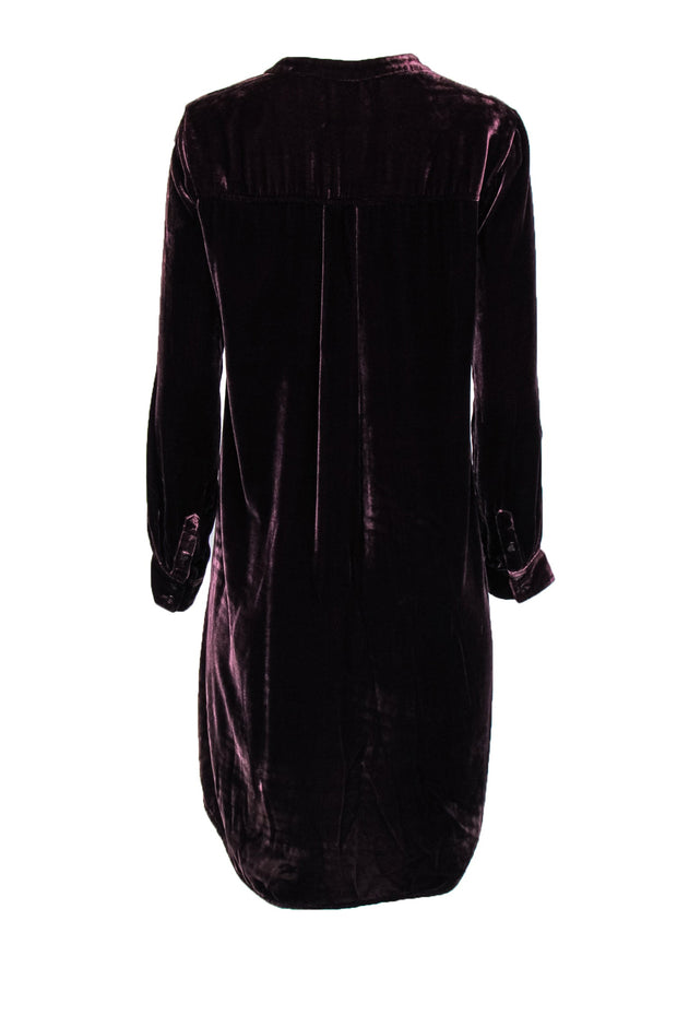 Current Boutique-Eileen Fisher - Wine Velvet Dress w/ Front Buttons Sz S