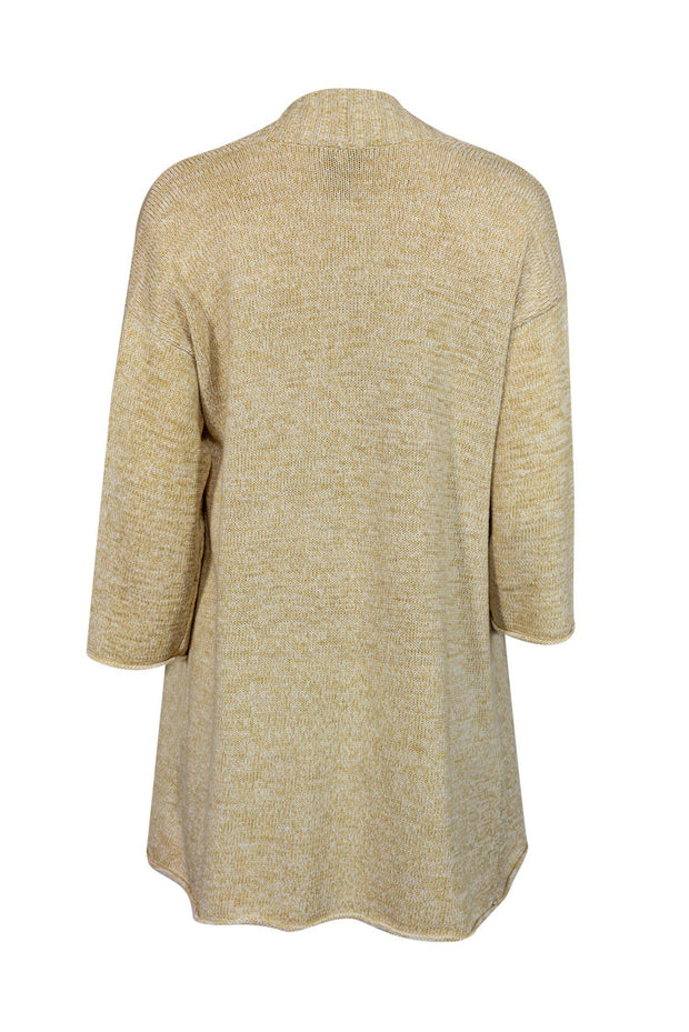 Current Boutique-Eileen Fisher - Yellow Open Front Knit Cardigan Sz S