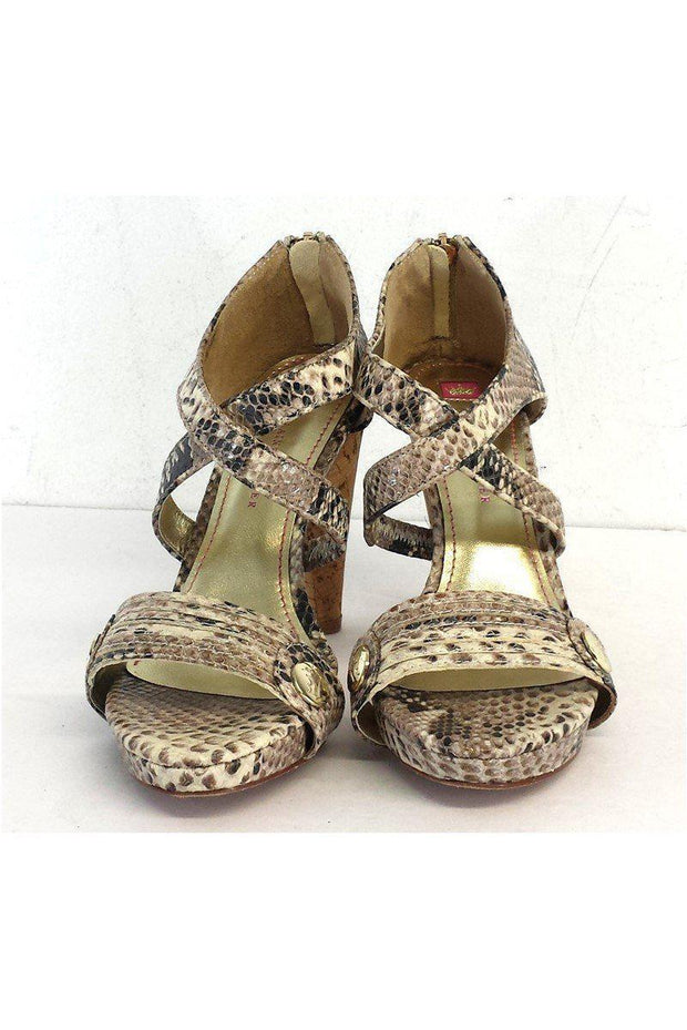 Current Boutique-Elaine Turner - Beige Python Print Heels Sz 9