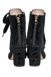 Current Boutique-Elie Saab - Black Velvet Brocade Lace-Up Heeled Booties Sz 7.5