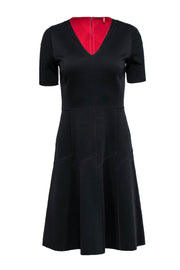 Current Boutique-Elie Tahari - Black Fit & Flare Scuba Dress w/ Red Contrast Fabric Sz 4