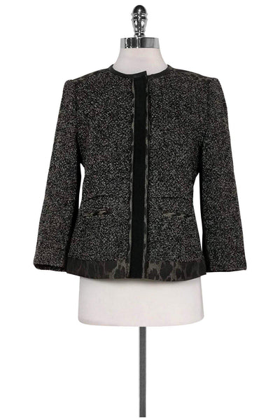 Current Boutique-Elie Tahari - Black & Grey Tweed Leopard Blazer Sz 8