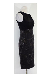 Current Boutique-Elie Tahari - Black Jacquard Sleeveless Dress Sz 2