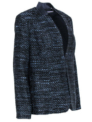 Current Boutique-Elie Tahari - Black & Navy Woven Metallic Tweed Open Jacket Sz 10