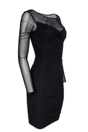 Current Boutique-Elie Tahari - Black Pintucked Bodycon Dress Sz 2