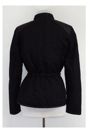 Current Boutique-Elie Tahari - Black Quilted & Leather Trim Jacket Sz M