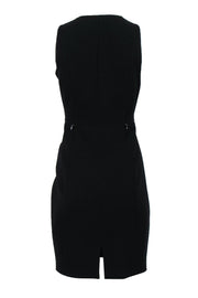 Current Boutique-Elie Tahari - Black V-Neck Fitted Dress w/ Front Zipper Sz 8