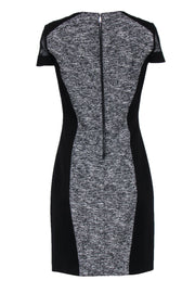 Current Boutique-Elie Tahari - Black & White Textured Panel Design w/ Mesh Sleeve Dress Sz 6