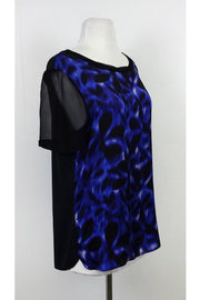 Current Boutique-Elie Tahari - Blue & Black Printed Silk Blouse Sz M