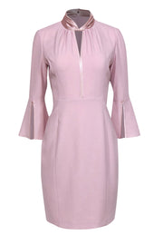 Current Boutique-Elie Tahari - Blush Pink Bell Sleeve "Dorothea" Sheath Dress w/ Satin Trim Sz 6