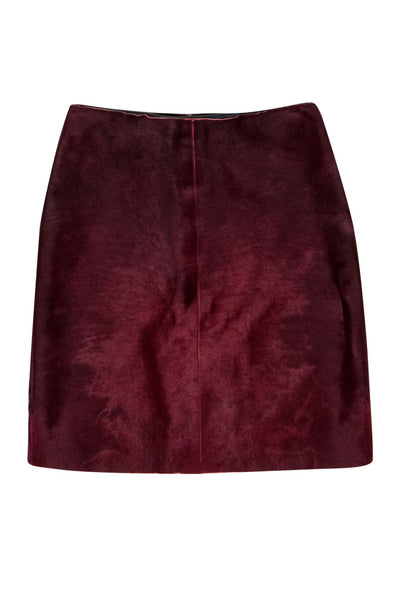 Current Boutique-Elie Tahari - Burgundy Calf Hair Pencil Skirt Sz 6