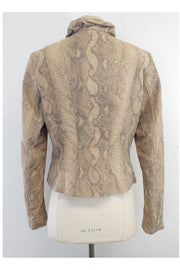 Current Boutique-Elie Tahari - Celine Snakeskin Embossed Suede Moto Jacket Sz M