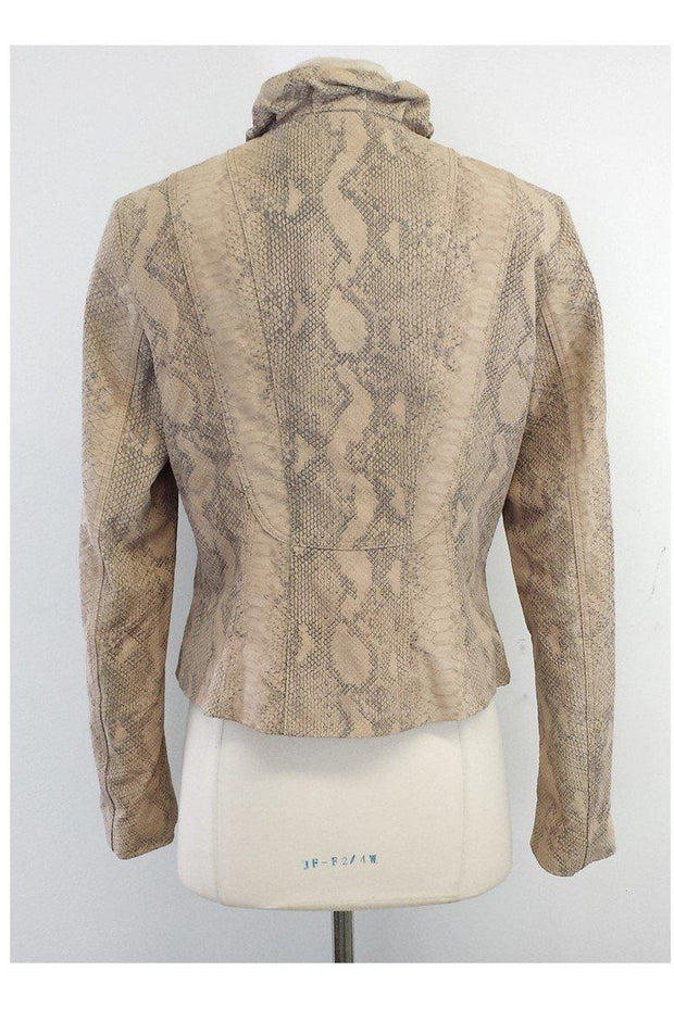 Current Boutique-Elie Tahari - Celine Snakeskin Embossed Suede Moto Jacket Sz M