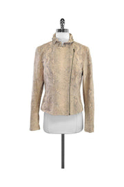 Current Boutique-Elie Tahari - Celine Snakeskin Embossed Suede Moto Jacket Sz M