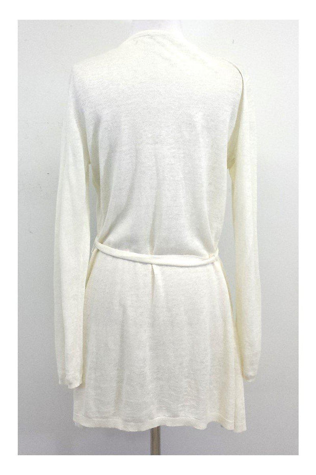 Current Boutique-Elie Tahari - Cream Linen Long Cardigan Sz M