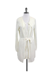 Current Boutique-Elie Tahari - Cream Linen Long Cardigan Sz M