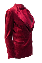 Current Boutique-Elie Tahari - Deep Red Velvet Blazer Sz S