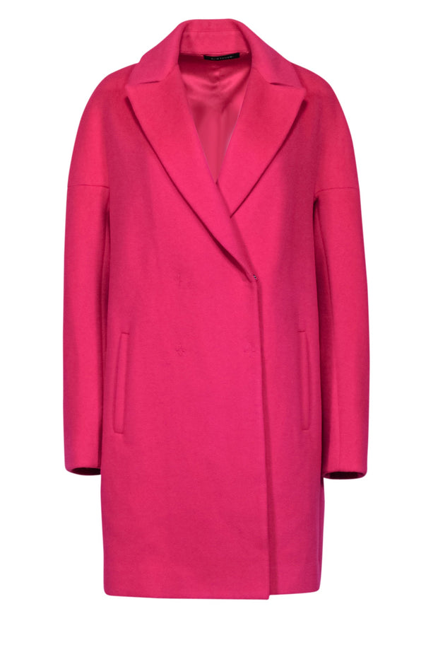 Current Boutique-Elie Tahari - Fuschia Wool Blend Pea Coat Sz L