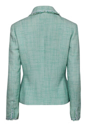 Current Boutique-Elie Tahari - Green Tweed Blazer w/ Fringe Edges Sz M