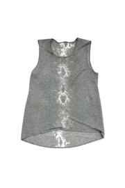 Current Boutique-Elie Tahari - Grey Burnout Sleeveless Top Sz S