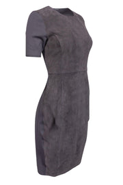 Current Boutique-Elie Tahari - Grey Lamb Suede Sheath Dress Sz 6