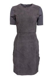 Current Boutique-Elie Tahari - Grey Lamb Suede Sheath Dress Sz 6