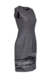 Current Boutique-Elie Tahari - Grey Tank Dress w/ Applique and Stitched Detail Sz M