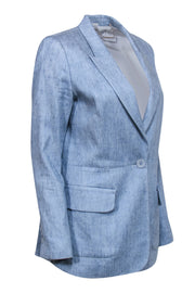 Current Boutique-Elie Tahari - Light Blue Linen Single Button Structured Blazer Sz 12