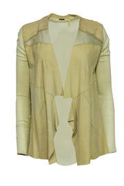 Current Boutique-Elie Tahari - Lime Green Cardigan w/ Mesh & Suede Sz XS