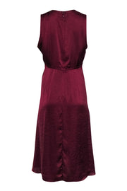 Current Boutique-Elie Tahari - Maroon Satin "Everly" V-Neck Cocktail Dress Sz 10