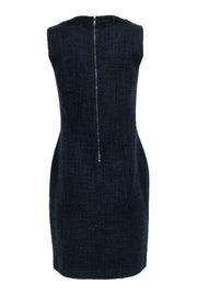 Current Boutique-Elie Tahari - Navy & Black Marbled Tweed Sheath Dress w/ Lace Trim Sz 8